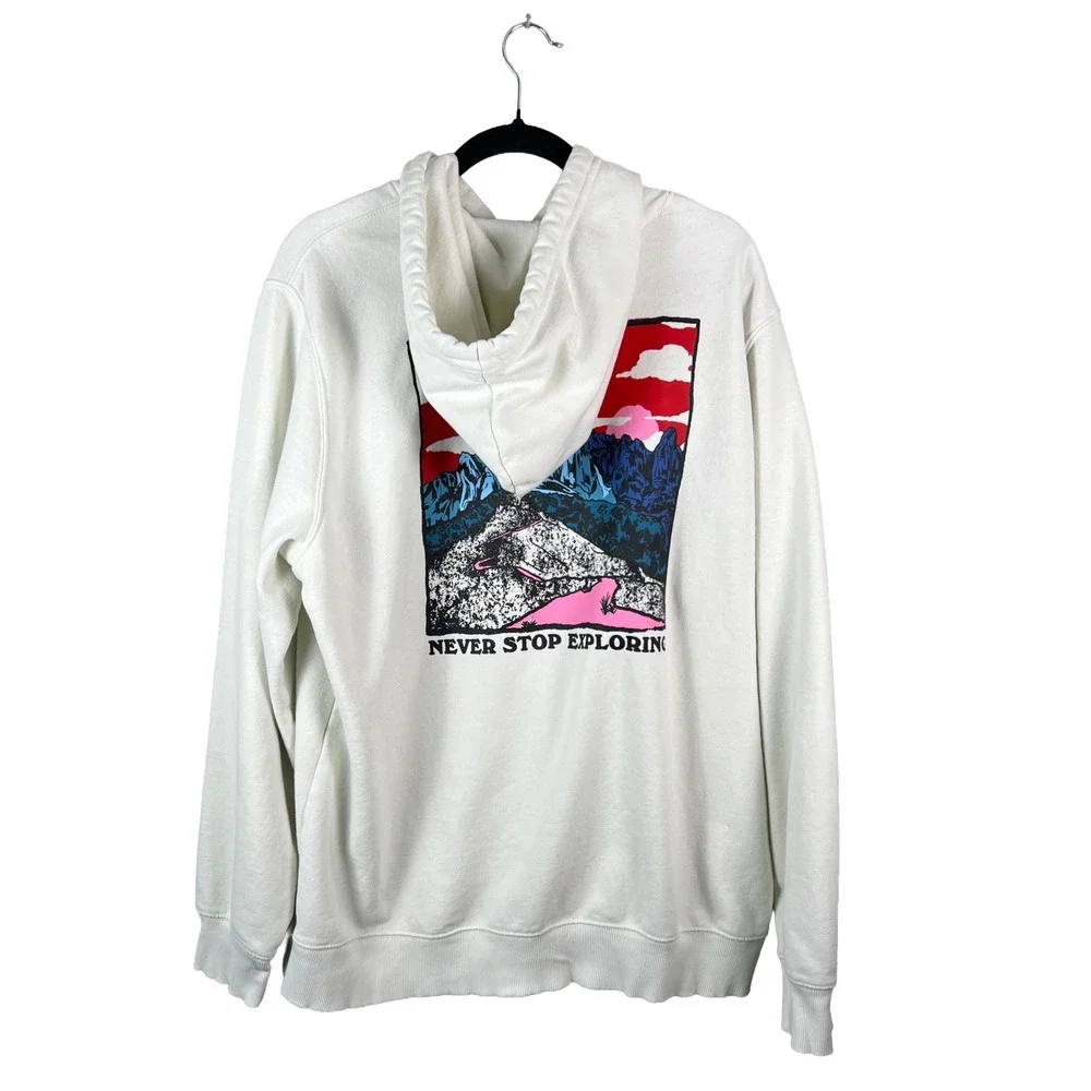 The North Face Hoodie Men's XL White Never Stop Exploring Graphic Gorpcore